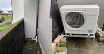 大阪府高槻市で三菱「SRT-W375Z」を設置～タンクとヒートポンプの離隔