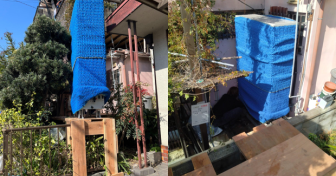 京都府京都市山科区で三菱「SRT-S376UZ」を設置～足場を作成してタンクを搬出入～＜エコキュート交換工事例＞
