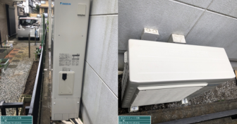 神奈川県横浜市鶴見区でダイキン「EQA37YFTV」を設置～狭小地に設置されたEQを交換～＜エコキュート交換工事例＞
