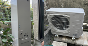 京都府京都市西京区で三菱「SRT-S467」を設置～宅内を通ってタンクを搬出入～＜エコキュート交換工事例＞