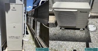 兵庫県川西市でパナソニック「HE-S37LQS」を設置～塀を乗り越えて電気温水器をEQに交換～＜エコキュート交換工事例＞