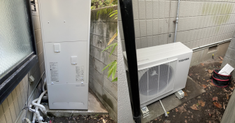 兵庫県西宮市で東芝「HWH-B376L」を設置～塀を乗り越えて搬入出＆電気温水器から交換～＜エコキュート交換工事例＞